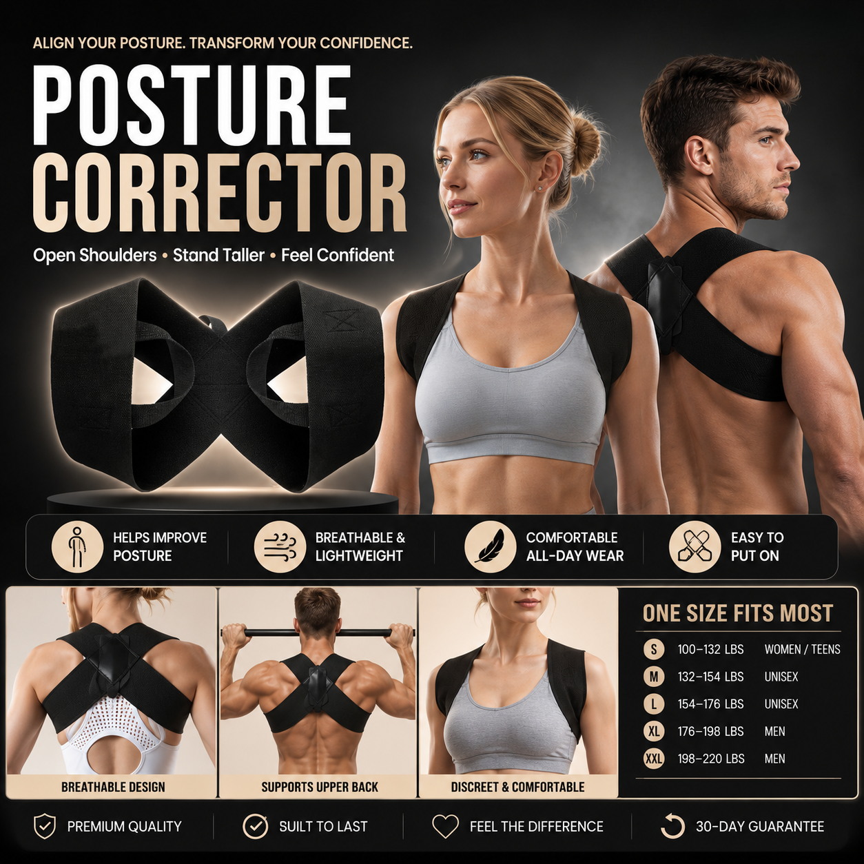 Posture Corrector Shoulder Brace – Open Shoulders, Stand Taller & Feel Confident✨