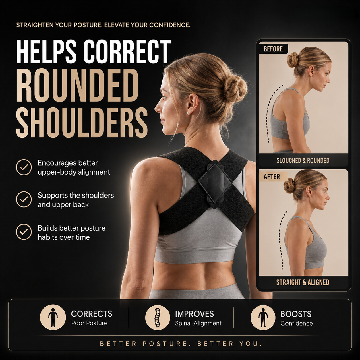 Posture Corrector Shoulder Brace – Open Shoulders, Stand Taller & Feel Confident✨