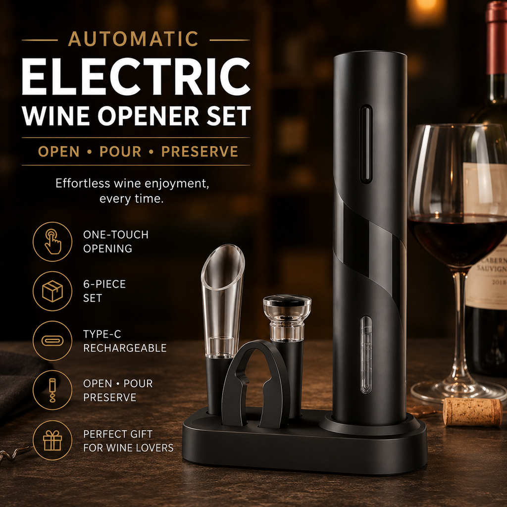 🍷Automatic Electric Wine Opener Set – Open, Pour & Preserve