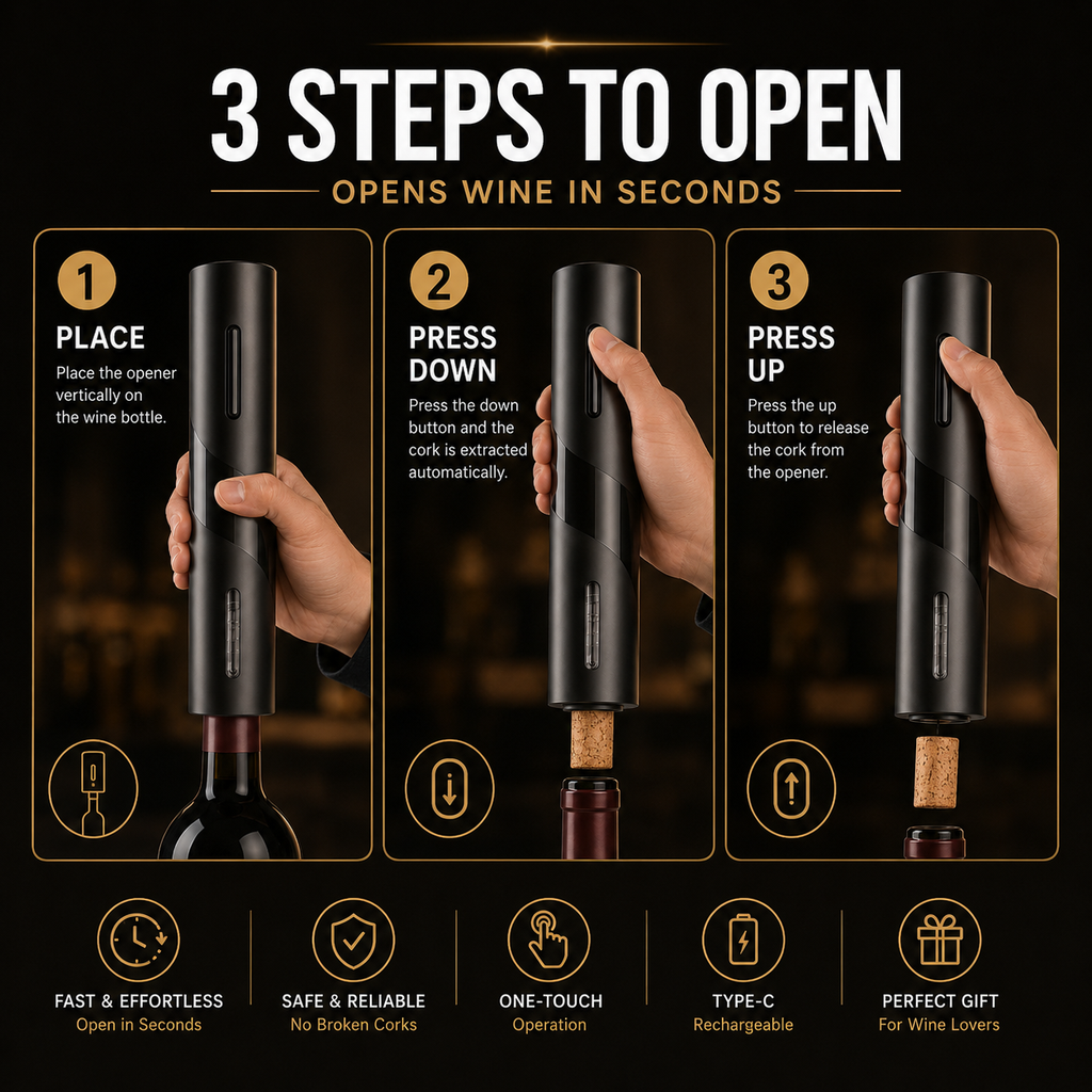 🍷Automatic Electric Wine Opener Set – Open, Pour & Preserve