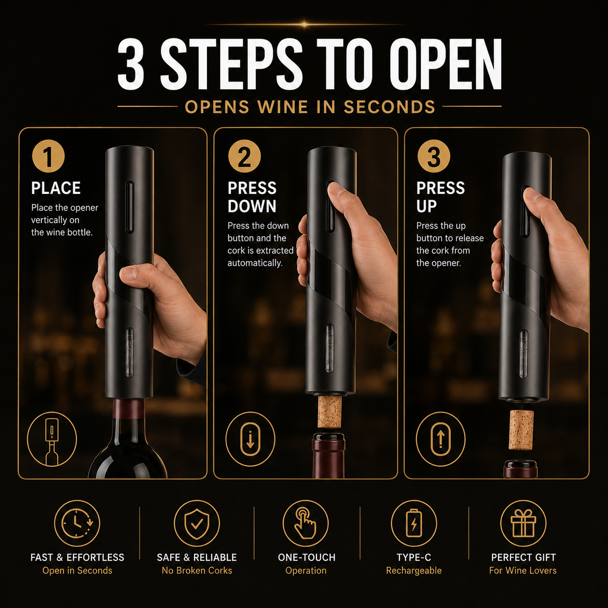 🍷Automatic Electric Wine Opener Set – Open, Pour & Preserve