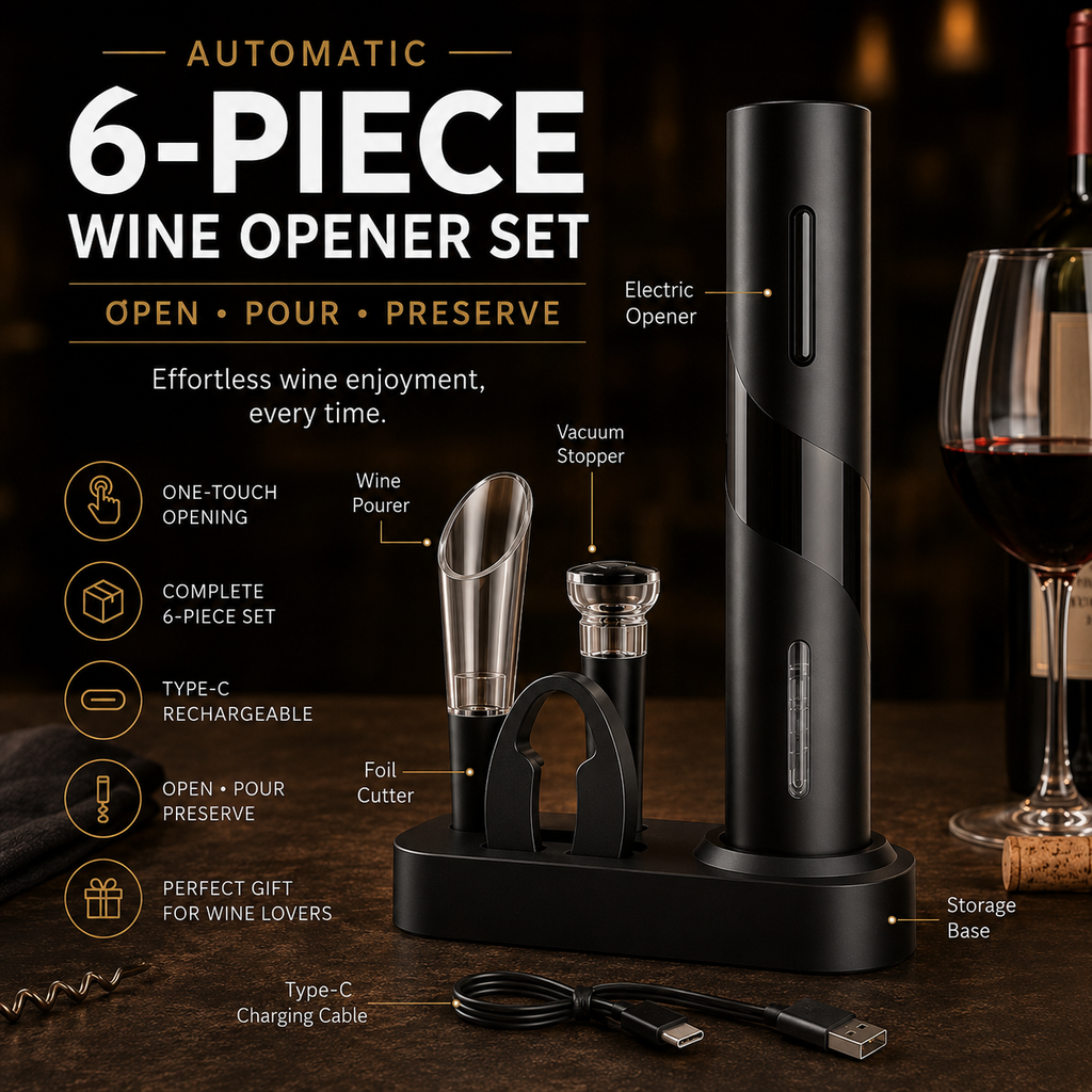 🍷Automatic Electric Wine Opener Set – Open, Pour & Preserve