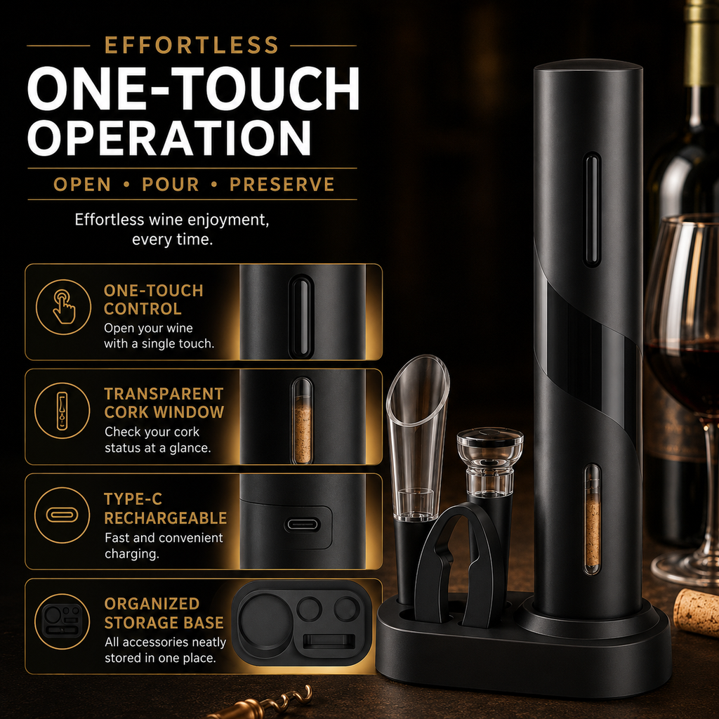 🍷Automatic Electric Wine Opener Set – Open, Pour & Preserve