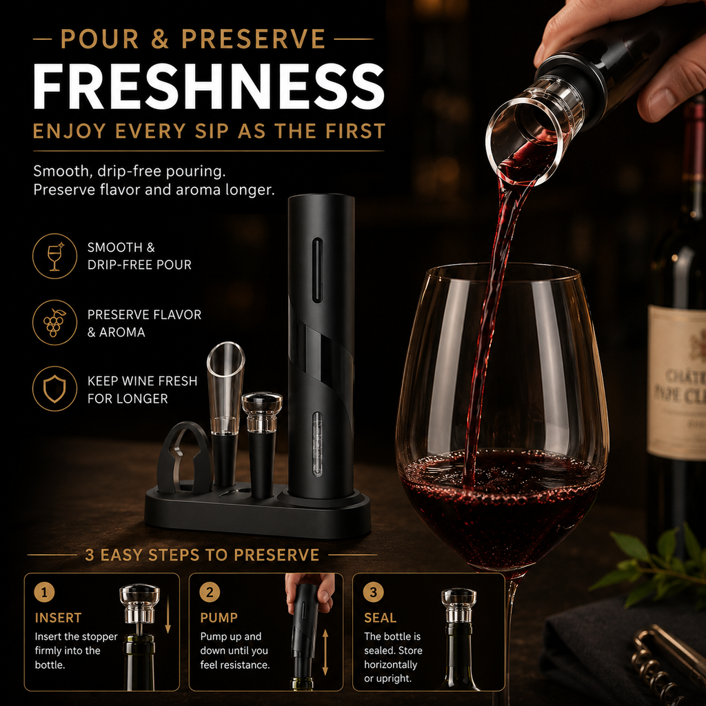 🍷Automatic Electric Wine Opener Set – Open, Pour & Preserve