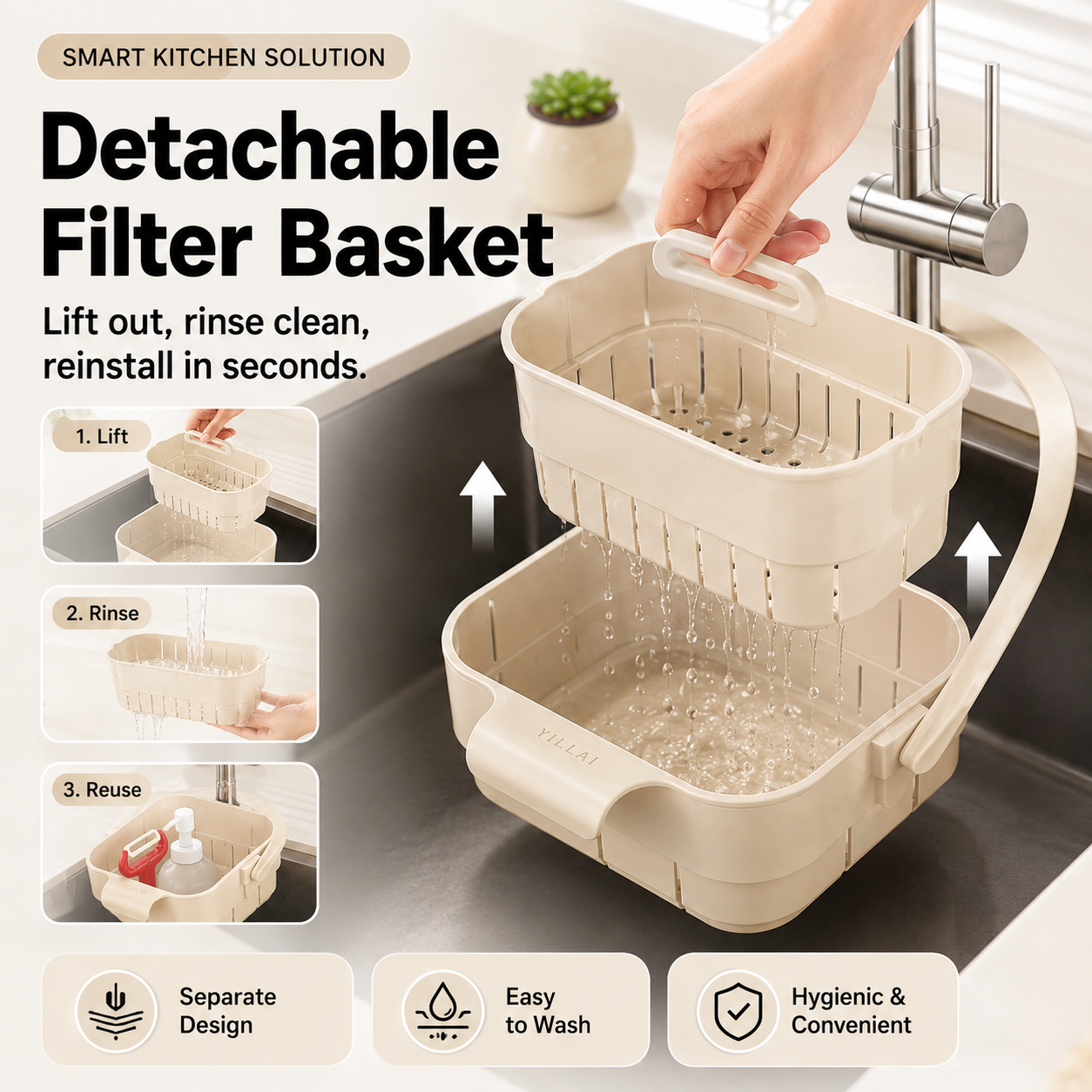 🔥 Foldable Hanging Sink Basket – Retractable Drain Colander for Washing, Straining & Kitchen Storage