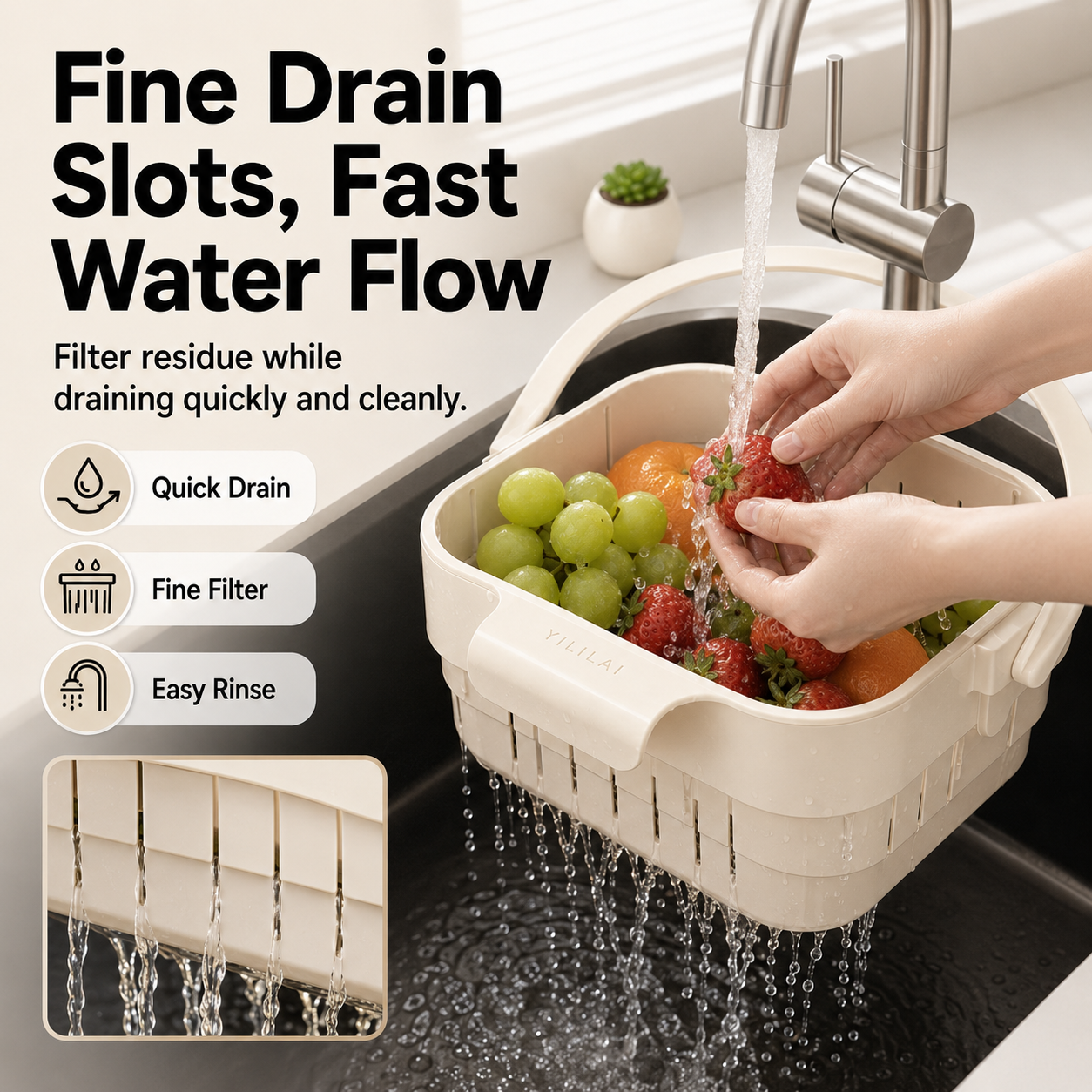 🔥 Foldable Hanging Sink Basket – Retractable Drain Colander for Washing, Straining & Kitchen Storage