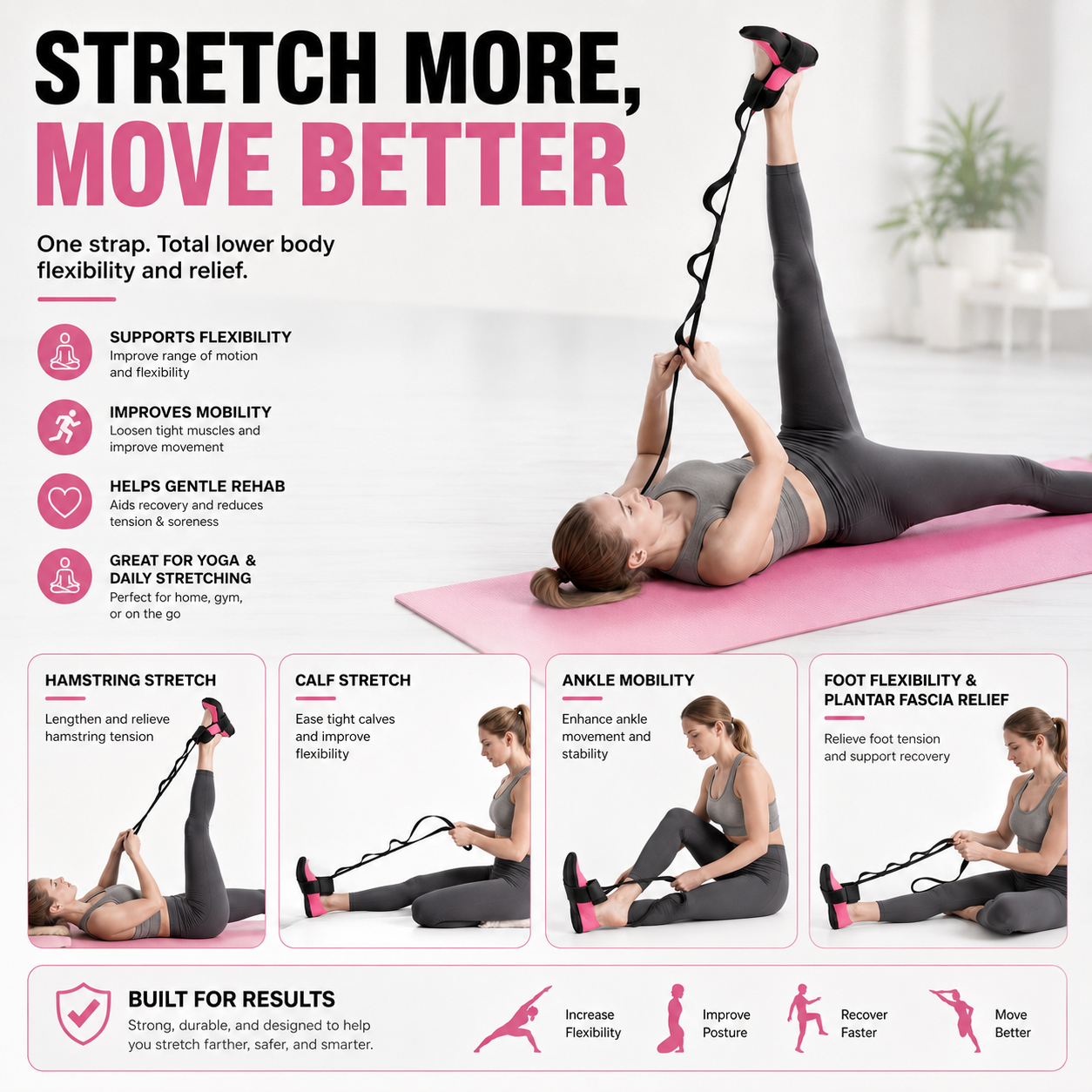 Adjustable Foot & Leg Stretching Strap – Stretch Deeper, Move Easier & Stay Flexible ✨