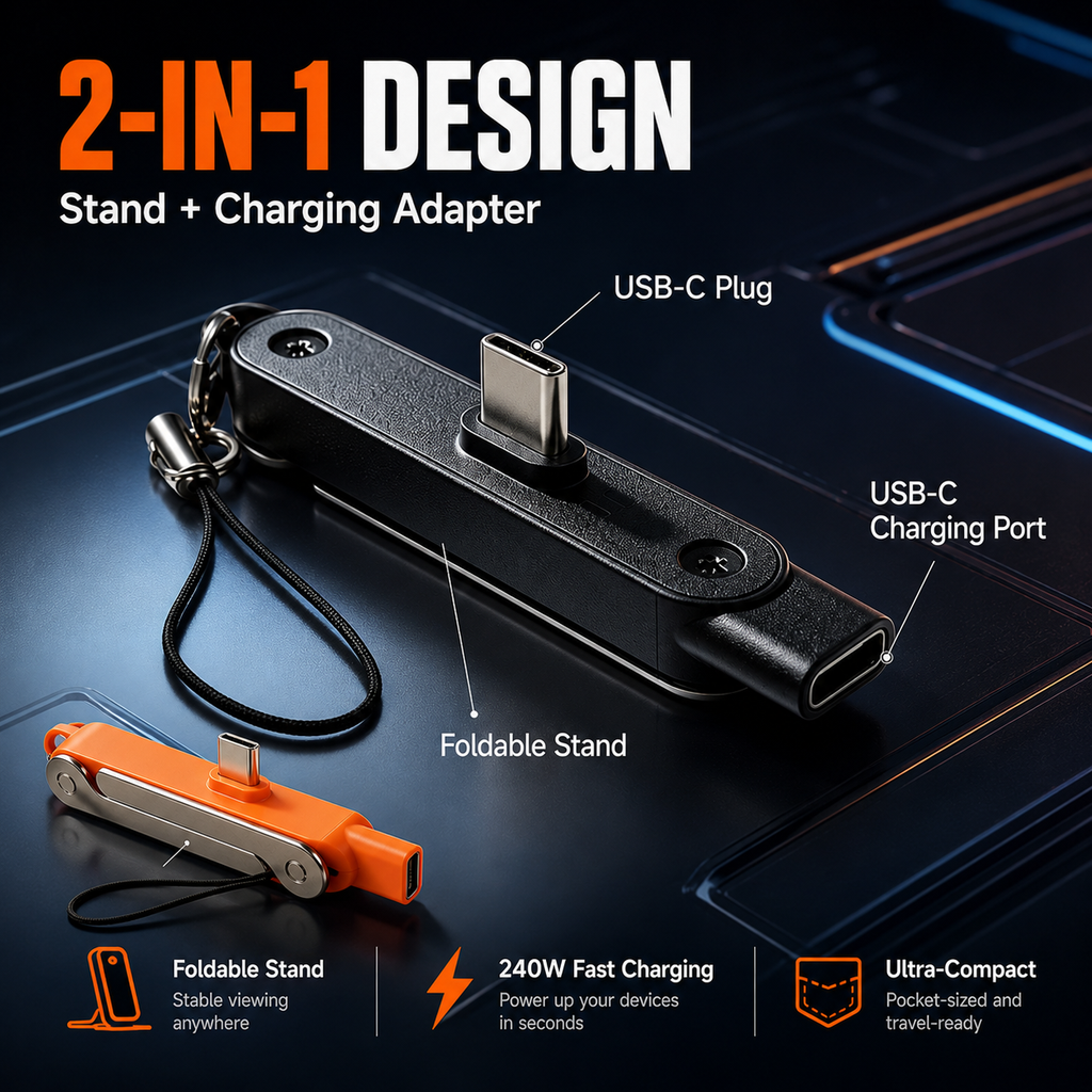 🔥 2-in-1 USB-C Mini Phone Stand Adapter – Charge While You Play