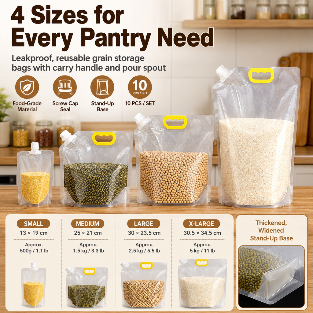 Thickened Reusable Grain Storage Bags – Keep Rice, Beans & Dry Foods Fresh and Organized👝