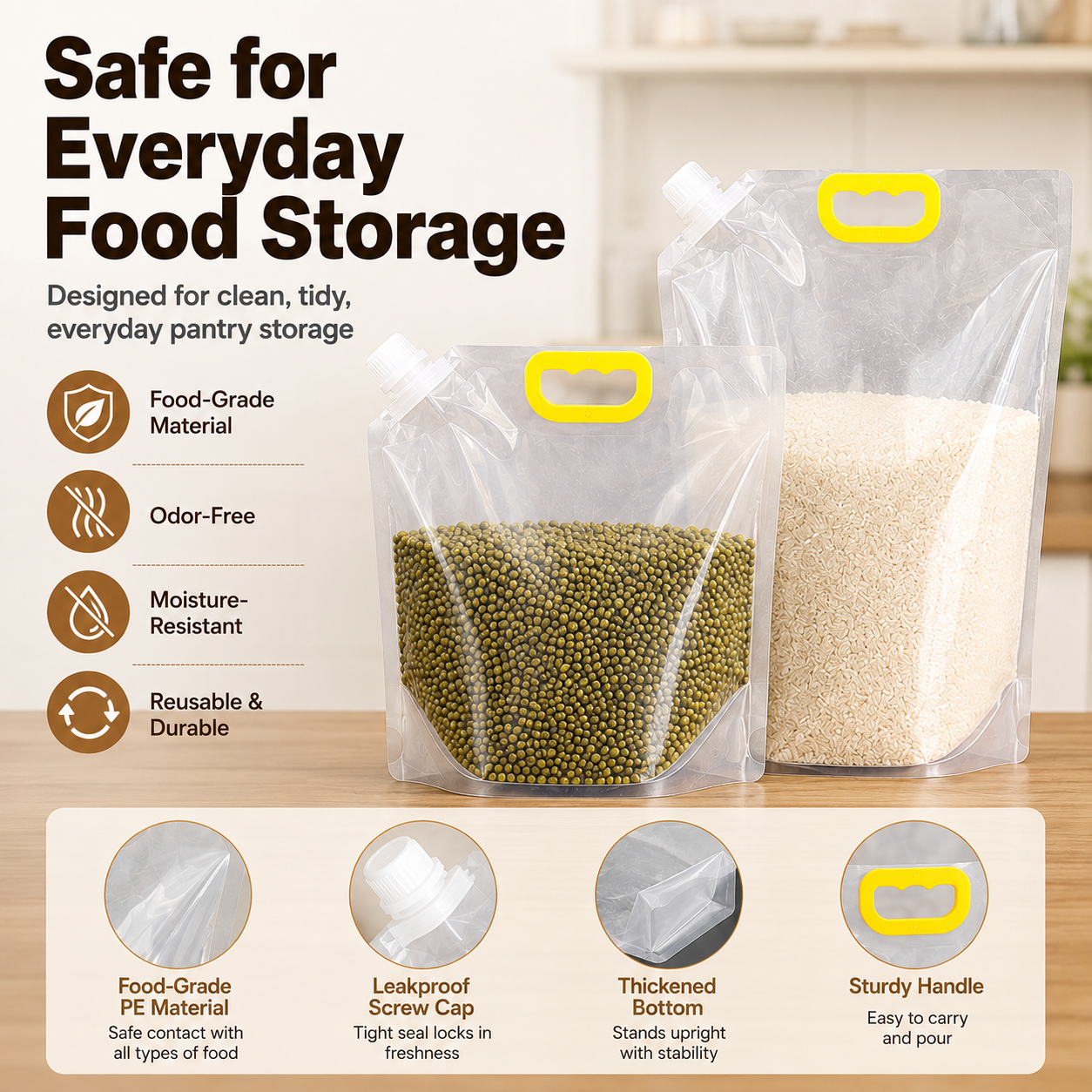 Thickened Reusable Grain Storage Bags – Keep Rice, Beans & Dry Foods Fresh and Organized👝
