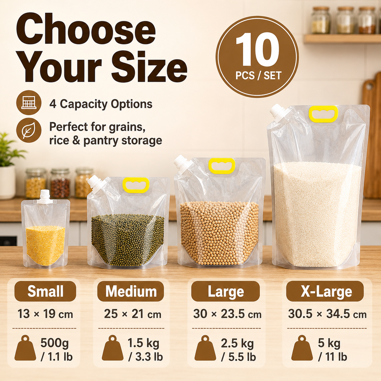 Thickened Reusable Grain Storage Bags – Keep Rice, Beans & Dry Foods Fresh and Organized👝