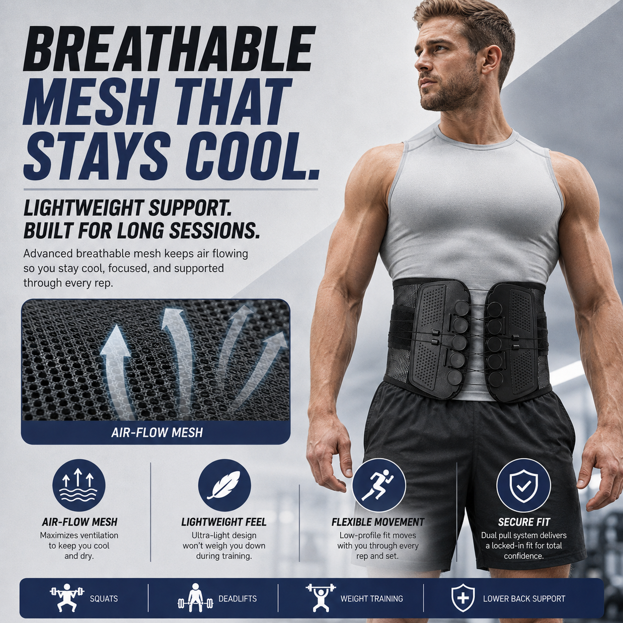 🏋️ 10-Pulley Lumbar Support Belt – Adjustable Compression & Rigid Back Support
