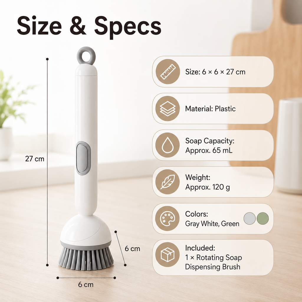 🔥Long-Handle Rotating Dish Soap Dispensing Brush
