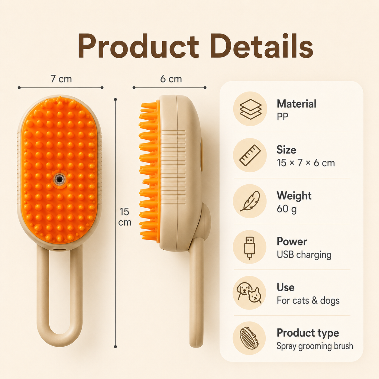 🔥Rechargeable Pet Spray Massage Comb