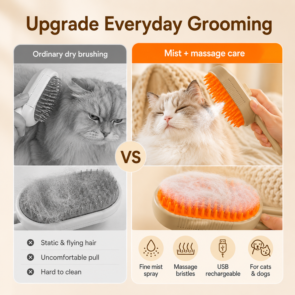 🔥Rechargeable Pet Spray Massage Comb