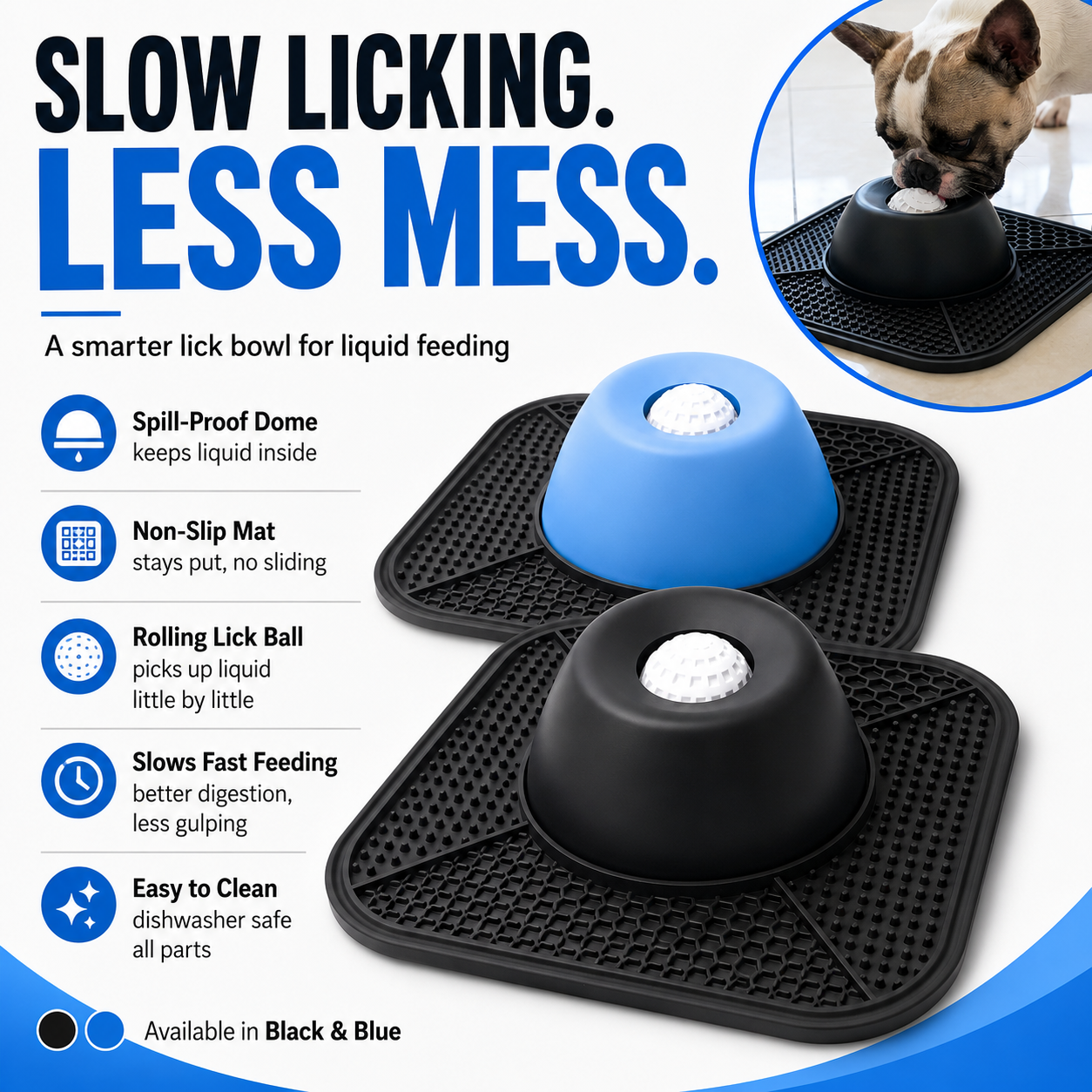 🐾 SlowLick Spill-Proof Dog Bowl — Slower Feeding, Less Mess, Happier Mealtimes