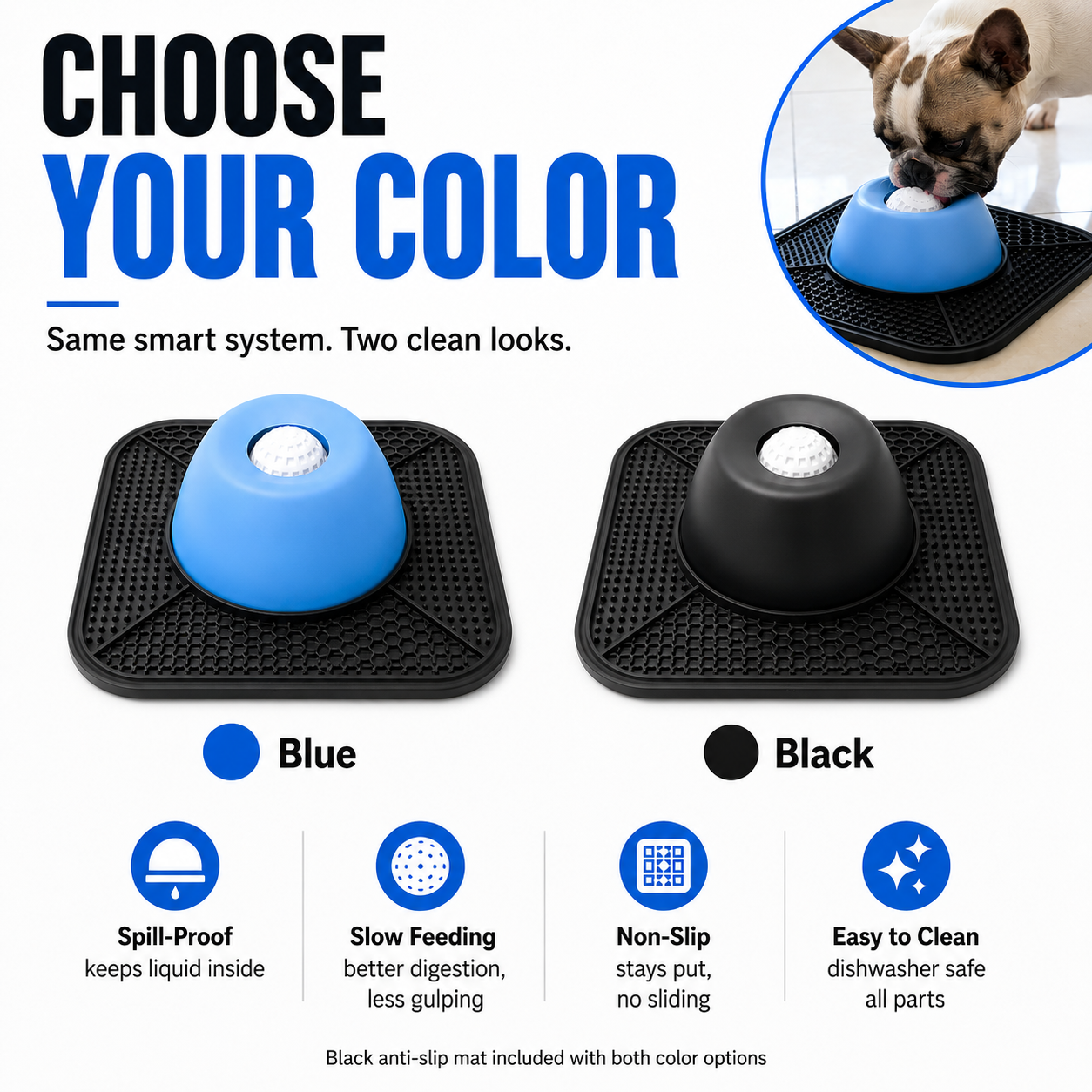 🐾 SlowLick Spill-Proof Dog Bowl — Slower Feeding, Less Mess, Happier Mealtimes