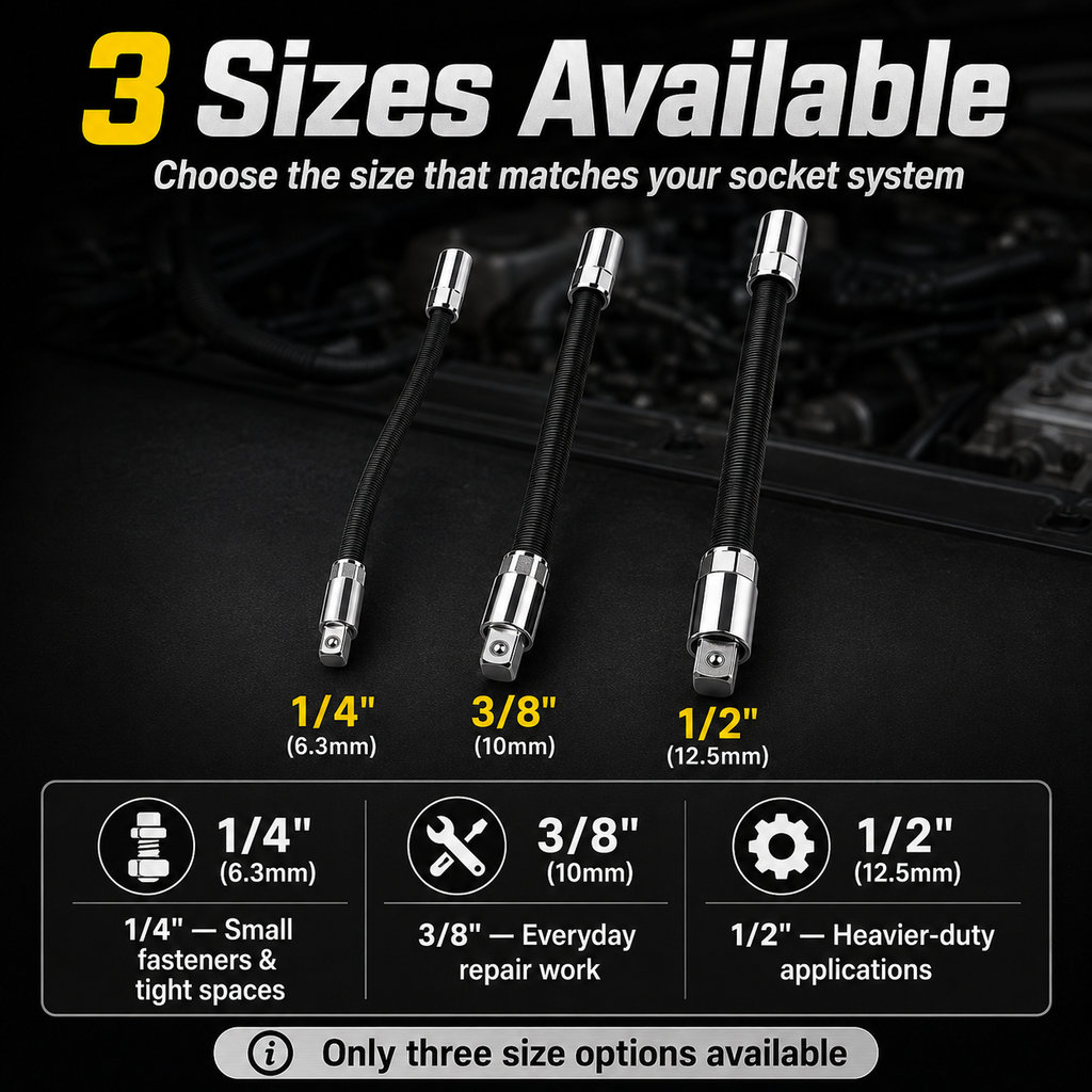 Flexible Socket Extension Rod Set – Bendable Ratchet Adapter for Tight Spaces, Auto Repair & DIY