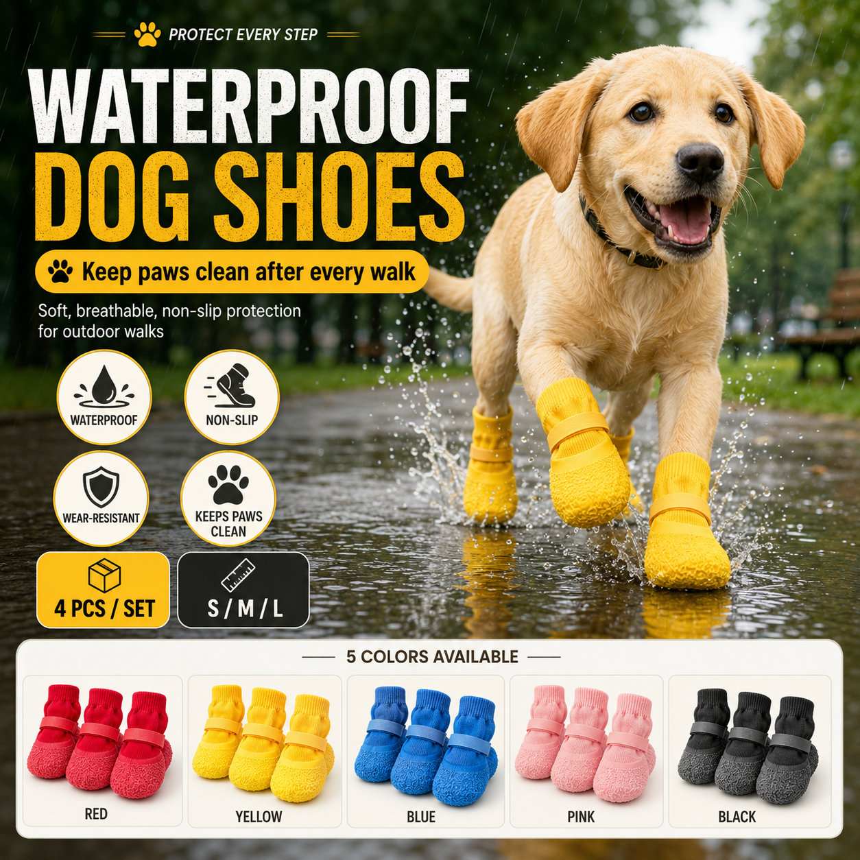 🐶🐱🐾No More Dirty Paws – Waterproof Non-Slip Dog Shoes for Rain, Mud & Outdoor Walks