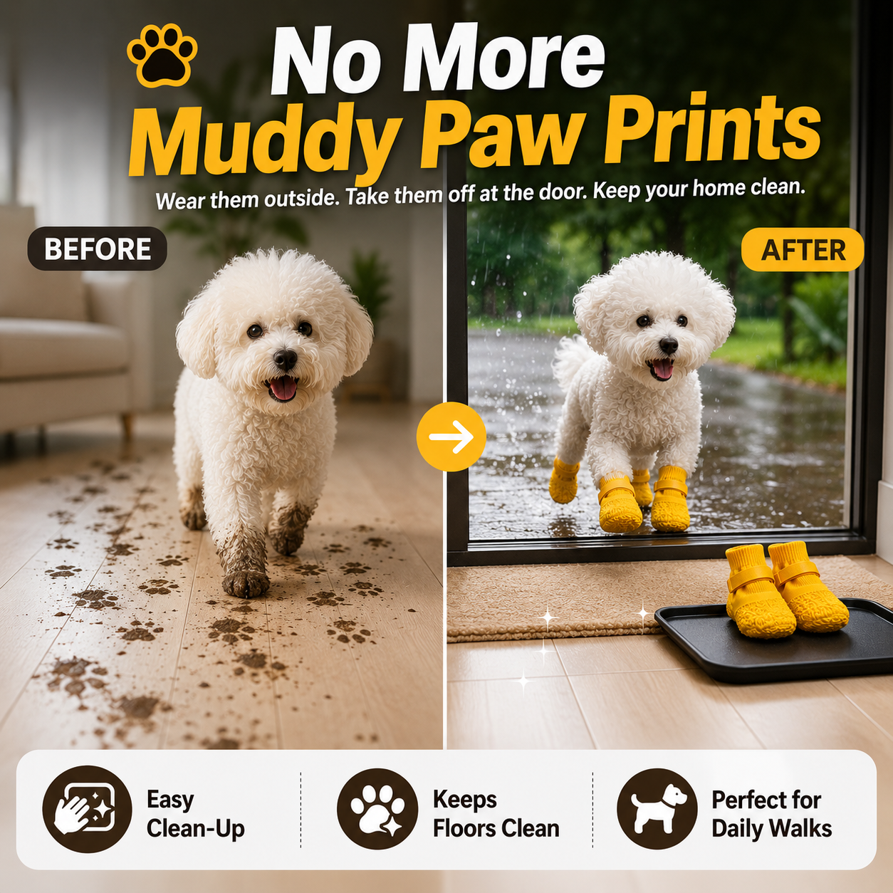 🐶🐱🐾No More Dirty Paws – Waterproof Non-Slip Dog Shoes for Rain, Mud & Outdoor Walks