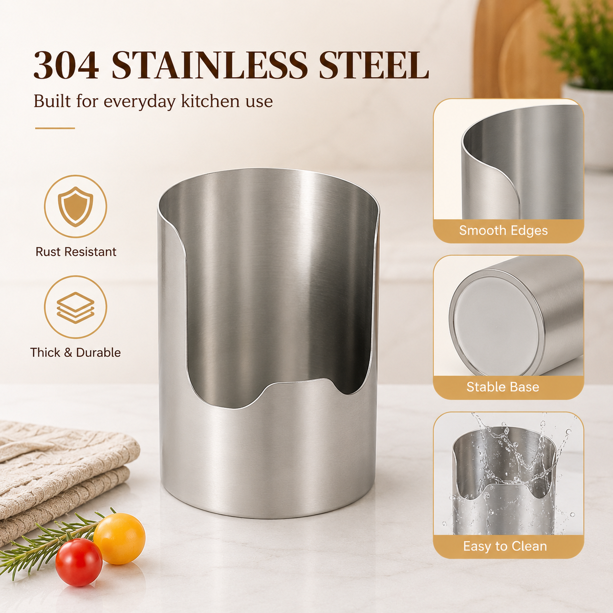 All-in-One Stainless Steel Kitchen Holder – Keep Lids, Spoons & Utensils Neatly Organized✨