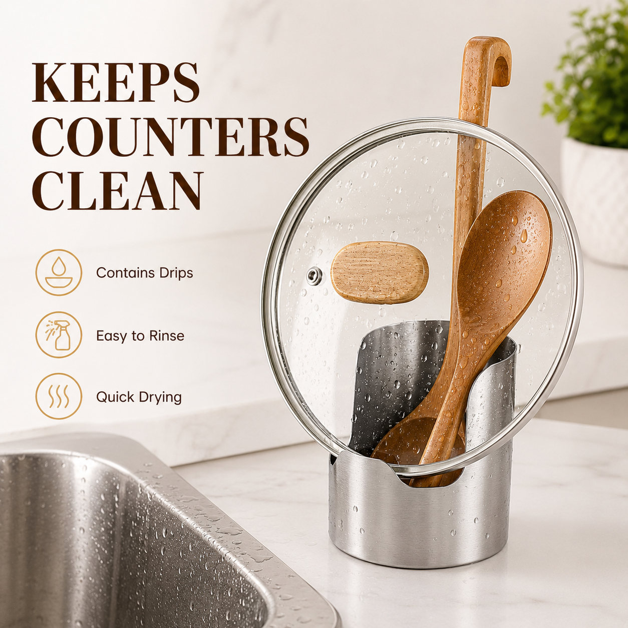All-in-One Stainless Steel Kitchen Holder – Keep Lids, Spoons & Utensils Neatly Organized✨