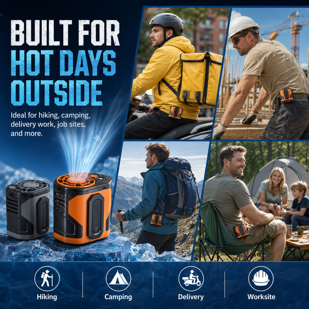TurboBreeze™ 100-Speed Waist Fan — Powerful Cooling Under Your Shirt, Hands-Free Anywhere ❄️