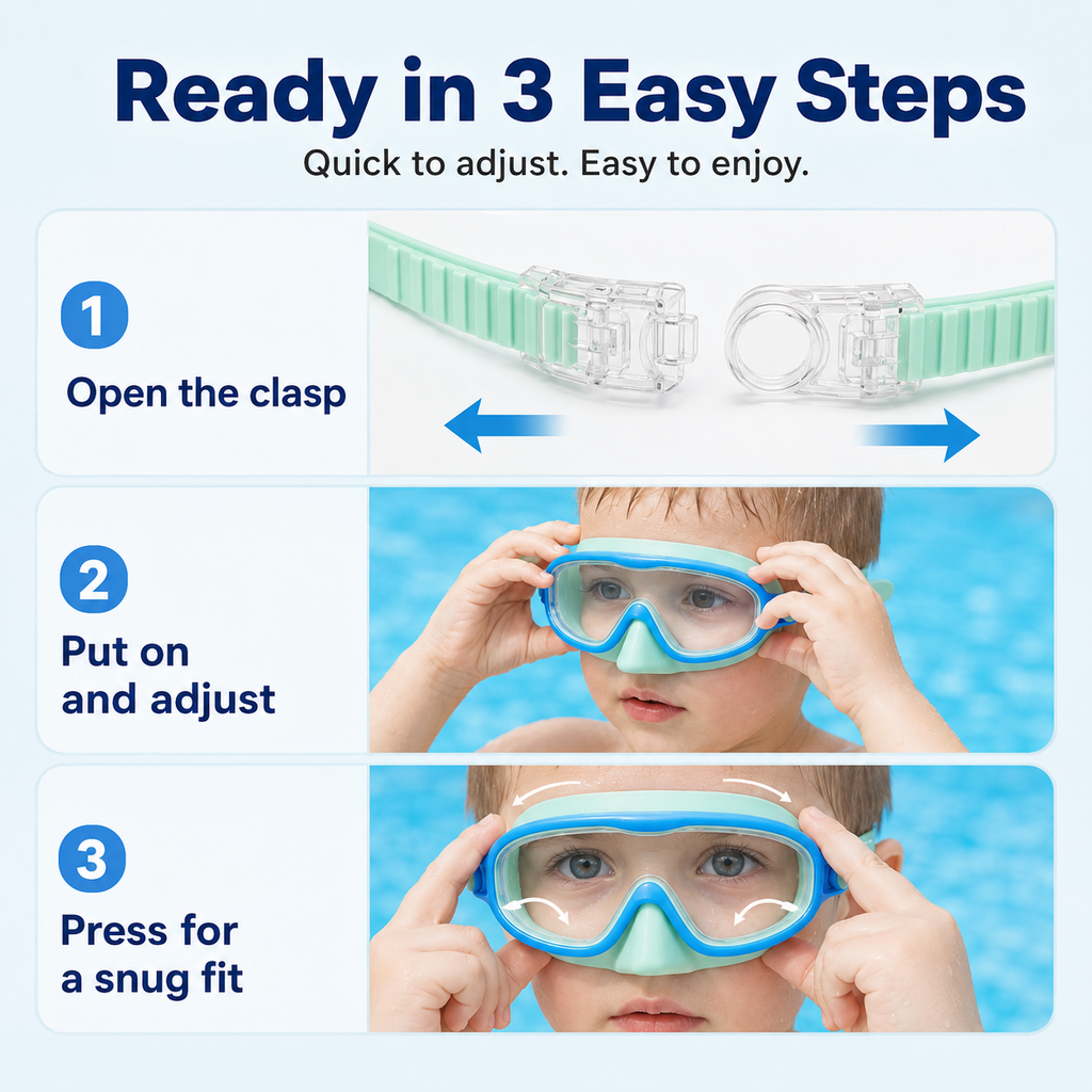 🔥SafeSwim Kids Wide-View Goggles with Nose Cover