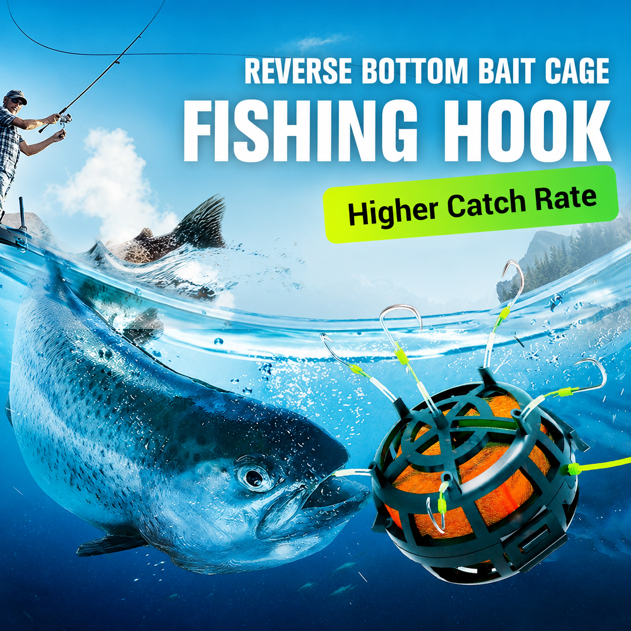 🔥Reverse Bottom Bait Cage Fishing Hook🪝