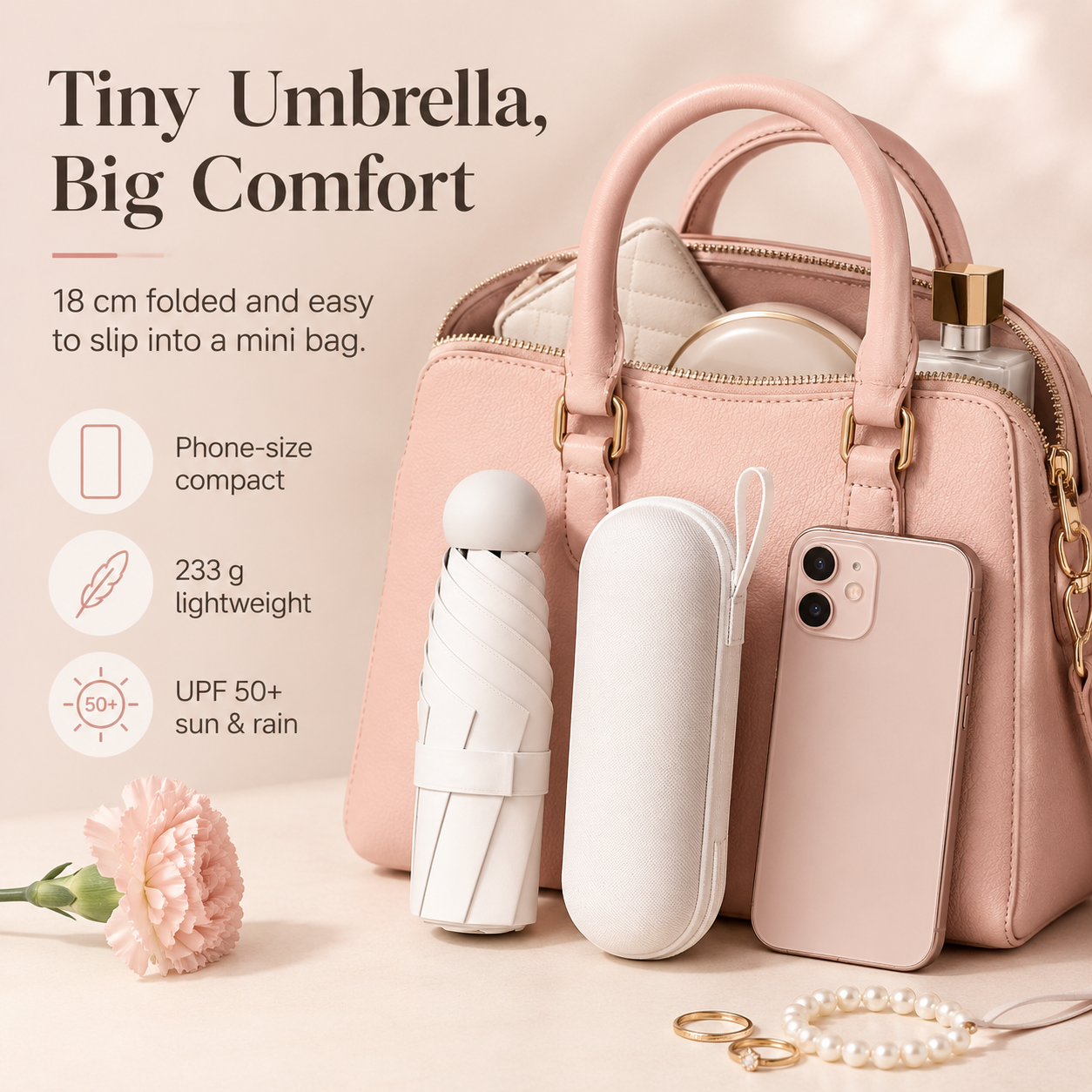 🔥Pocket Mini Umbrella – UPF50+ Sun & Rain Protection🌂