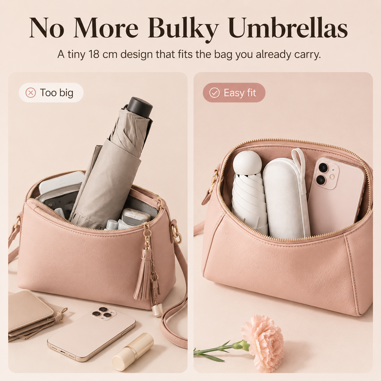 🔥Pocket Mini Umbrella – UPF50+ Sun & Rain Protection🌂