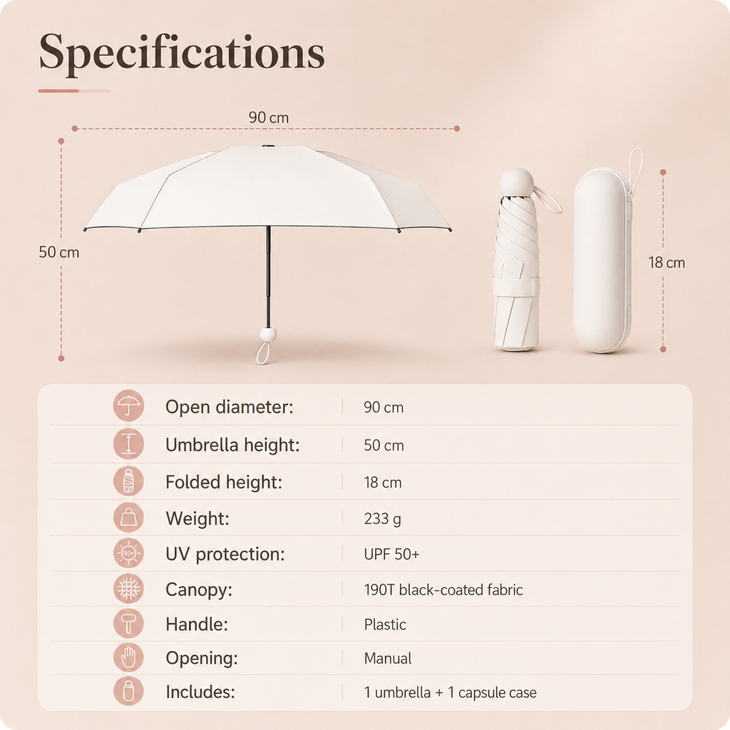🔥Pocket Mini Umbrella – UPF50+ Sun & Rain Protection🌂