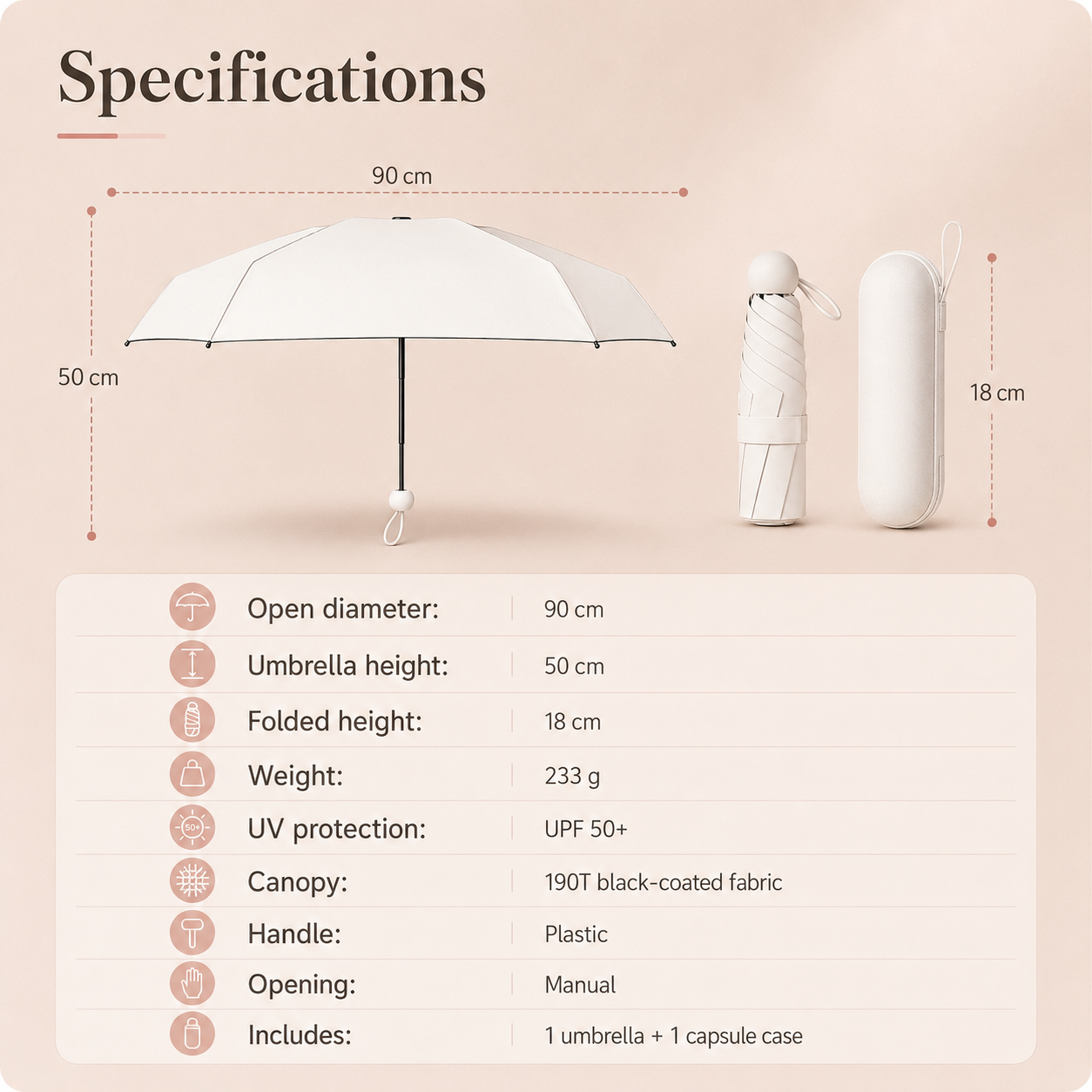 🔥Pocket Mini Umbrella – UPF50+ Sun & Rain Protection🌂