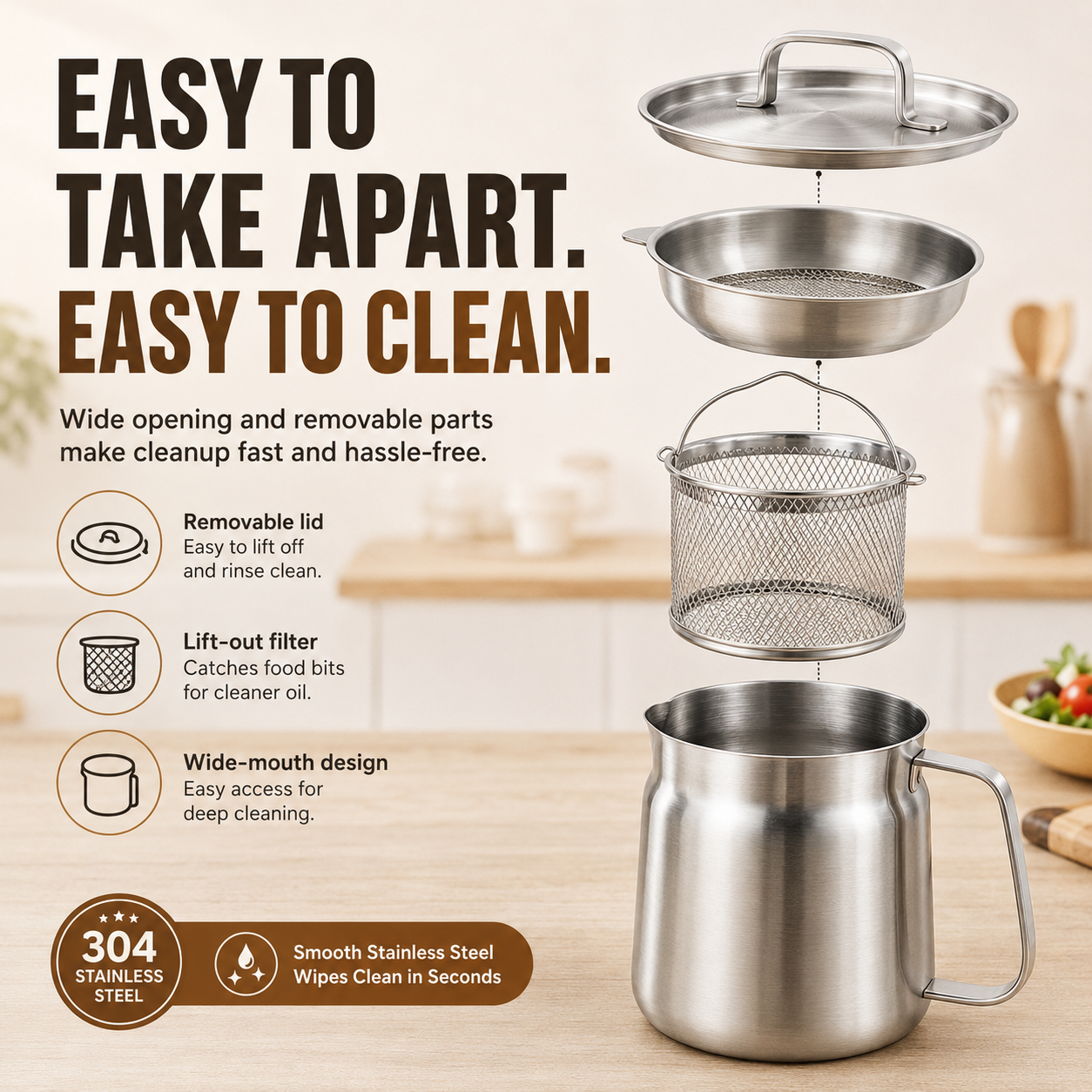 ♻️ Fry, Filter & Reuse Oil™ — 304 Stainless Steel Oil Pot with Fry Basket