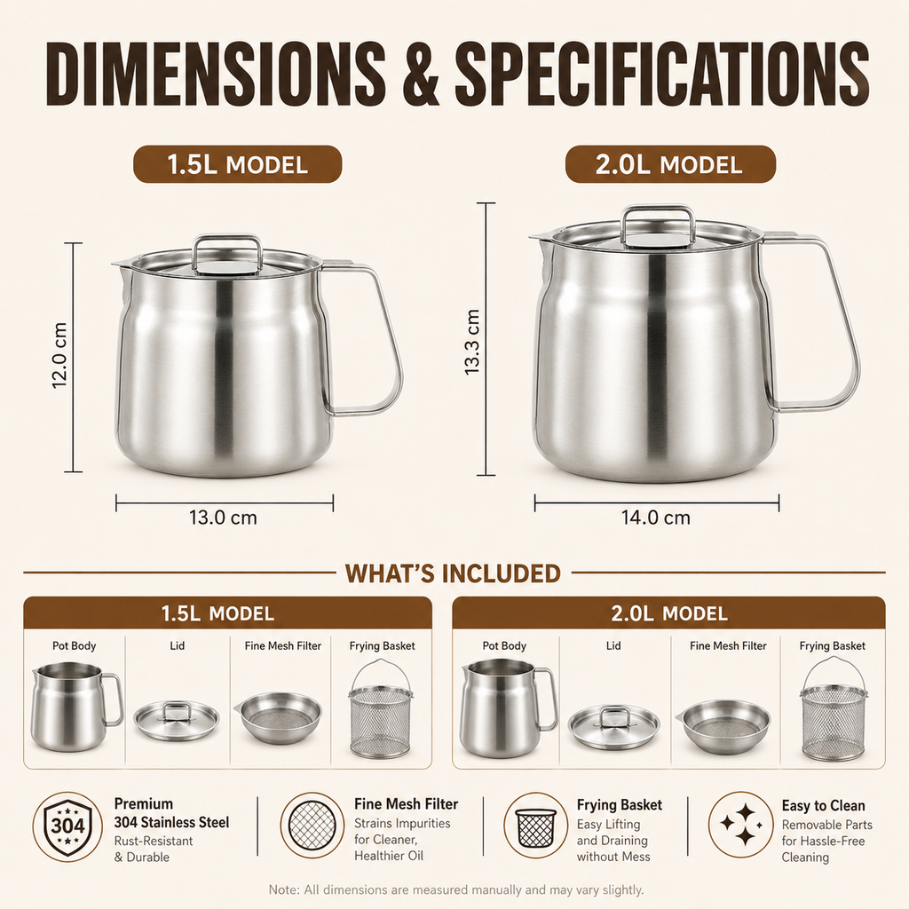 ♻️ Fry, Filter & Reuse Oil™ — 304 Stainless Steel Oil Pot with Fry Basket