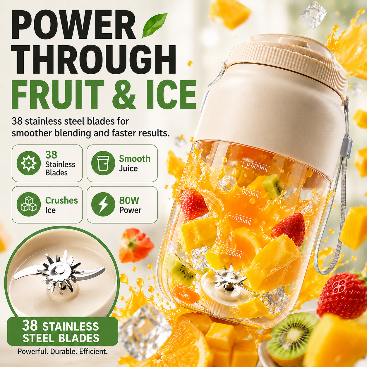 🍓 Blend. Swap. Sip. Anywhere. — 1300mL Portable Self-Cleaning Blender Cup