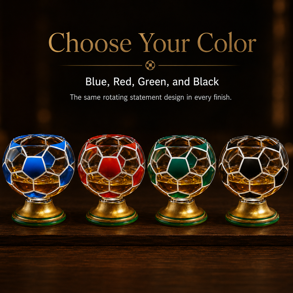 ⚽️360° Rotating Soccer Ball Whiskey Glass with Stainless Steel Ice Ball