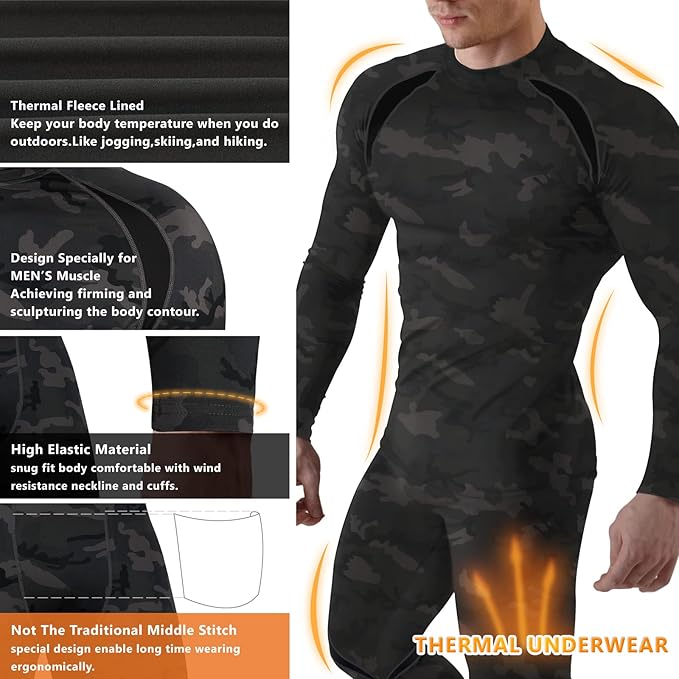 Men's Stretch Thermal Underwear Tactical Sports Shapewear Set