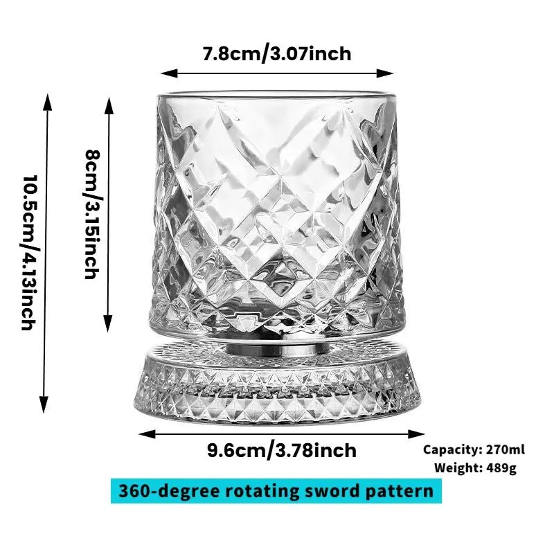 Luxury 360° Spinning Crystal Glass – Star-Cut Stress Relief Whiskey & Wine Glass, Elegant European Barware Gift，Rotating Glass Cup Spinning Glass Cup