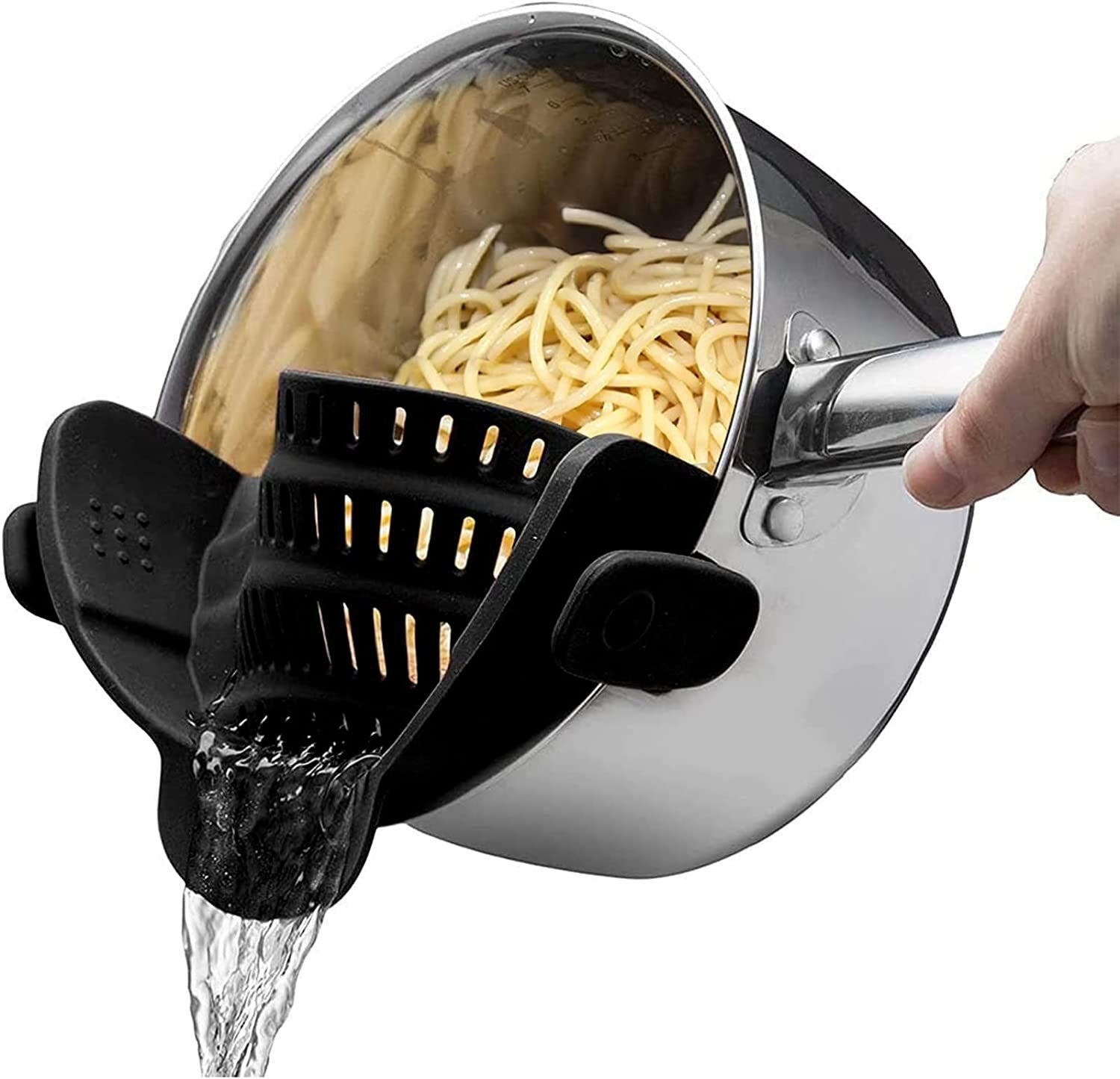 💥Silicone Clip-On Colander & Strainer - Heat Resistant Drain Basket for Pots, Pans, Bowls