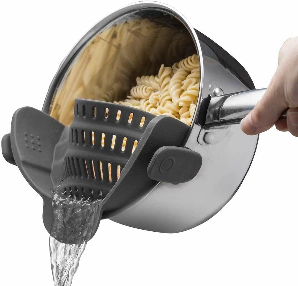 💥Silicone Clip-On Colander & Strainer - Heat Resistant Drain Basket for Pots, Pans, Bowls