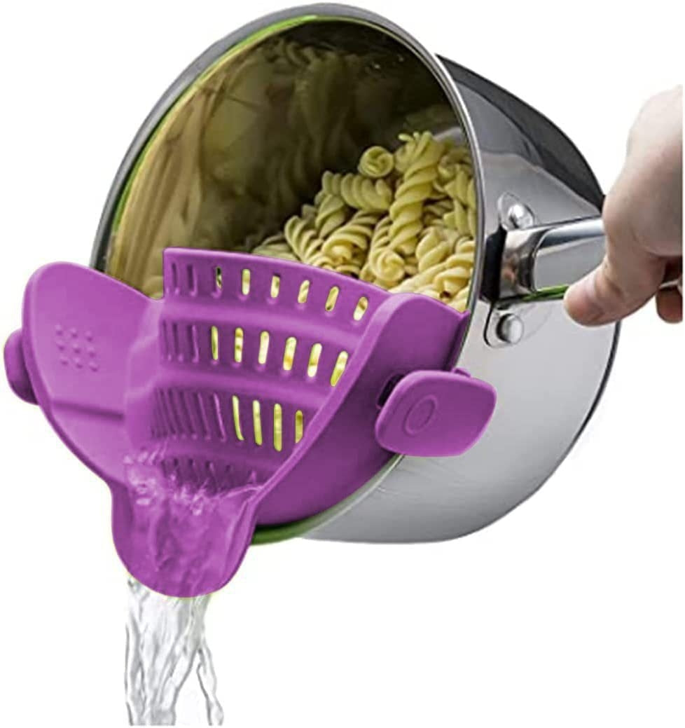 💥Silicone Clip-On Colander & Strainer - Heat Resistant Drain Basket for Pots, Pans, Bowls