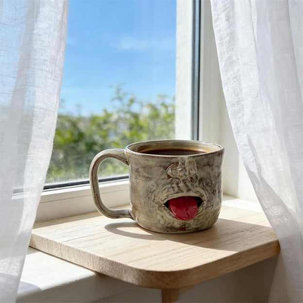 🔥Last Day 50% OFF - Hilarious 3D Tongue-Out Ceramic Mug - Funny Prank Coffee Cup
