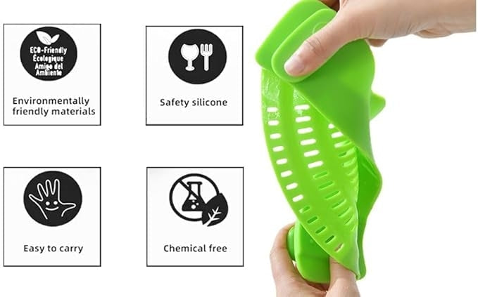 💥Silicone Clip-On Colander & Strainer - Heat Resistant Drain Basket for Pots, Pans, Bowls