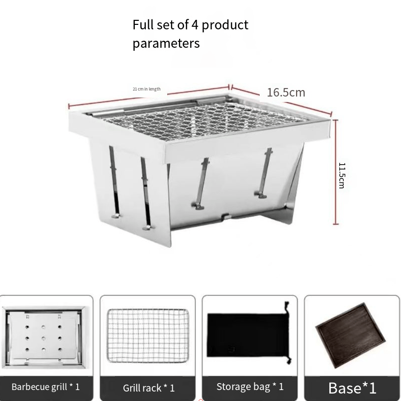 Portable Foldable Pocket Grill – Stainless Steel Outdoor BBQ Rack