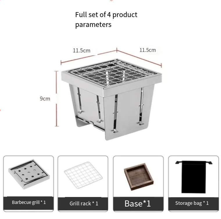 Portable Foldable Pocket Grill – Stainless Steel Outdoor BBQ Rack