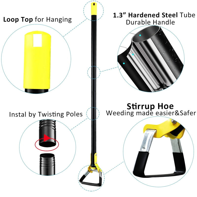 30-61 Inch Black Adjustable Weeding Loop Stirrup Hoe（50% OFF）