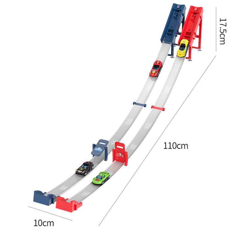 🏎️Let the race begin!⚡Double the track, double the fun🏆no batteries required, just pure speed! - ✨【Dual Toy Car Launcher Racing Track Set for Kids】✨