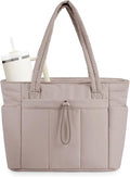 💕🎁Wandering Nature Puffer Tote Bag with Cup Holder & Laptop Compartment & Trolley Sleeve for Travel, Work, Nurse, Women