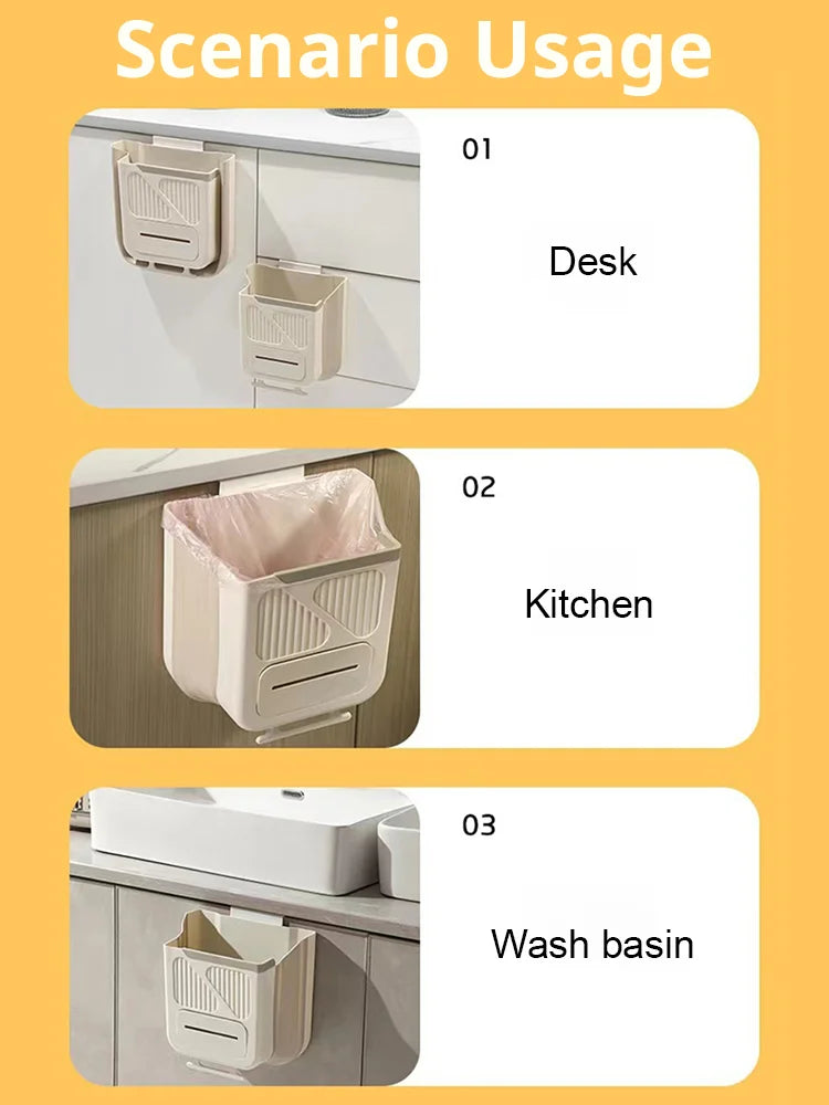 🗑️50% OFF NOW!🕒Foldable Hanging Trash Can – Space Saving, Leak Proof & Easy to Clean🧼